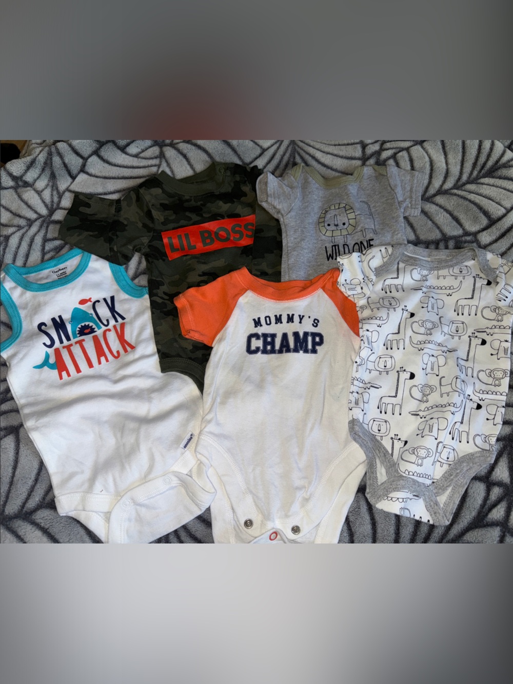 Baby Bundle of 5 - Size 0-3 Months Bodysuits, 1 Tank + 1 Long Sleeve + 3 SS